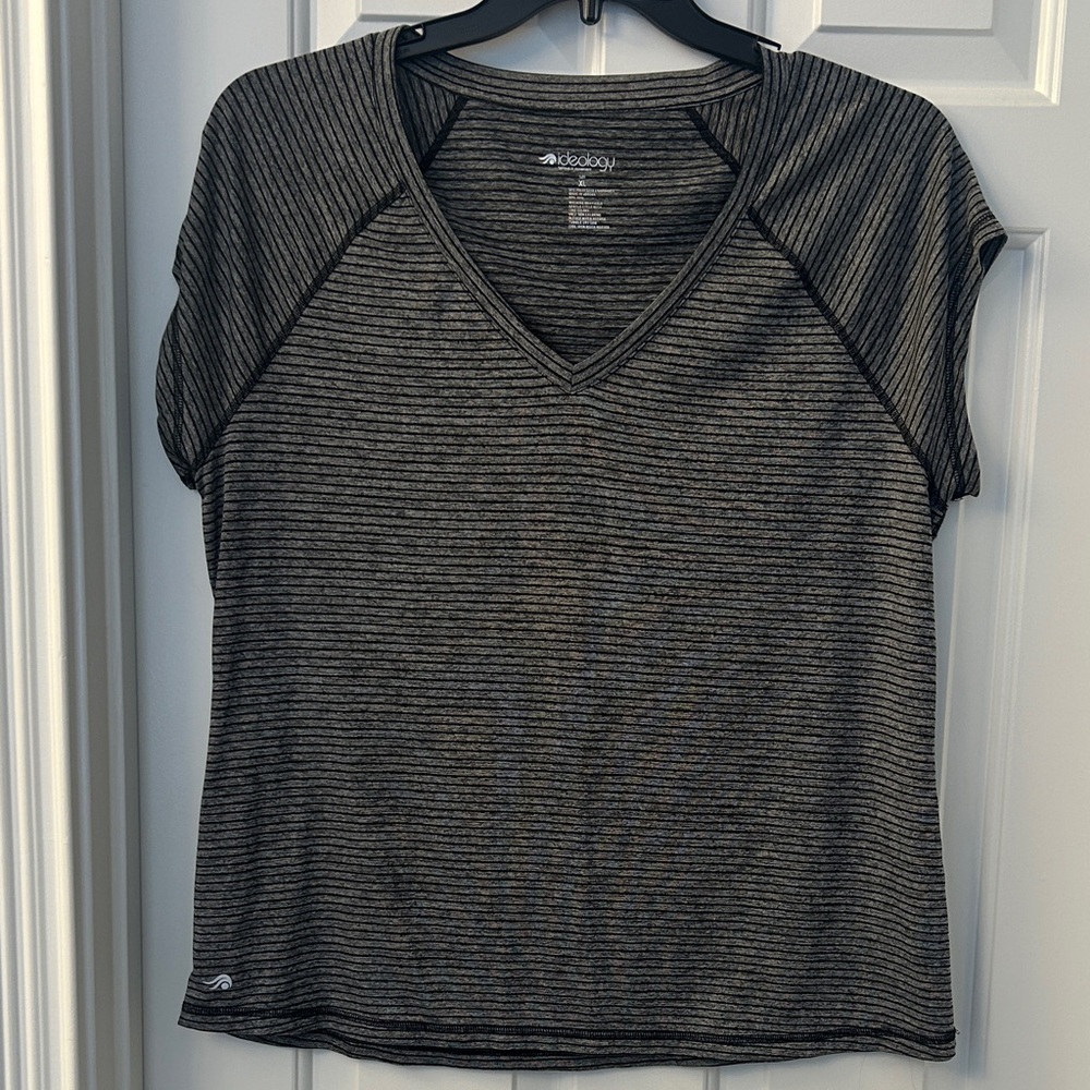 Ideology Charcoal and Black V-Neck Short Sleeve Tee